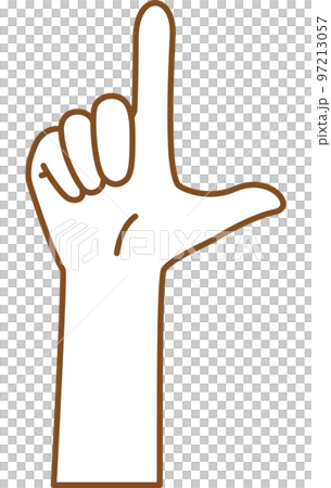 Image illustration of a hand with thumb and index finger up Image illustration of a hand with thumb and index finger up 97213057