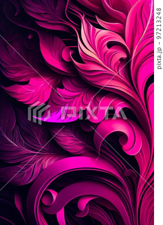 Floral magenta ornamental plant abstract - Stock Illustration [97213248]  - PIXTA