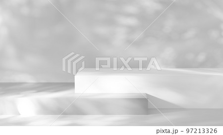 3D render. Gray background with sunlight and tree shadow. product presentation 3D render. Gray background with sunlight and tree shadow. product presentation 97213326