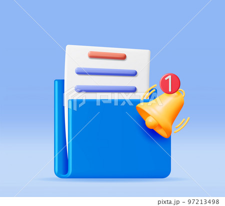 3D Document Folder with Notification Bell 97213498