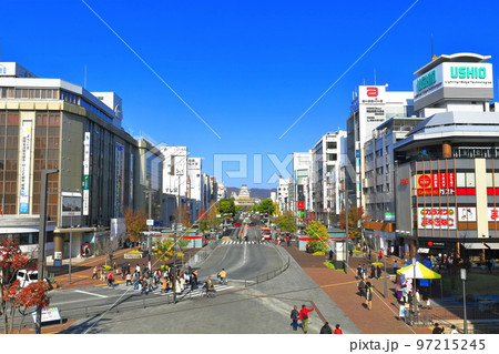 【兵庫県】晴天の姫路城と大手前通り 【兵庫県】晴天の姫路城と大手前通り 97215245