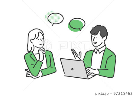 コミュニケーションをとるビジネスパーソンのイラスト素材 コミュニケーションをとるビジネスパーソンのイラスト素材 97215462