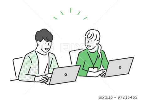 チームで仕事をする男女のビジネスパーソンのイラスト素材 チームで仕事をする男女のビジネスパーソンのイラスト素材 97215465