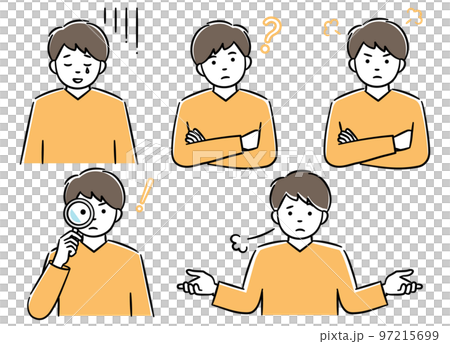 一個年輕人擺出各種姿勢的簡單插圖集 一個年輕人擺出各種姿勢的簡單插圖集 97215699