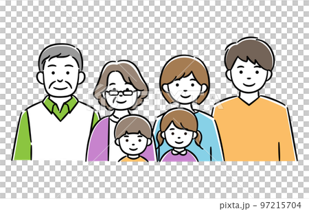 Simple illustration of family (senior men and women, young men and women and children of men and women) 97215704