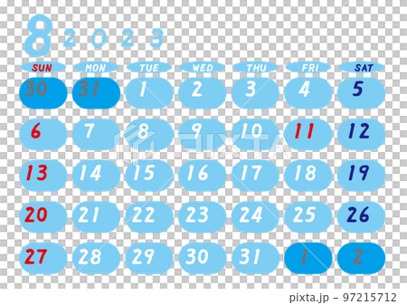 2023 年日曆八月天藍色 97215712