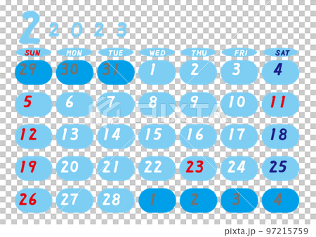 2023 年日曆二月天藍色 97215759