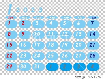 2023 年日曆一月天藍色 97215760