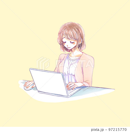 ノートパソコンを操作する女性 ノートパソコンを操作する女性 97215770