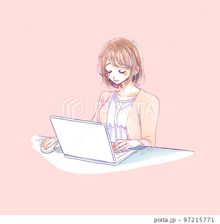 ノートパソコンを操作する女性 97215771