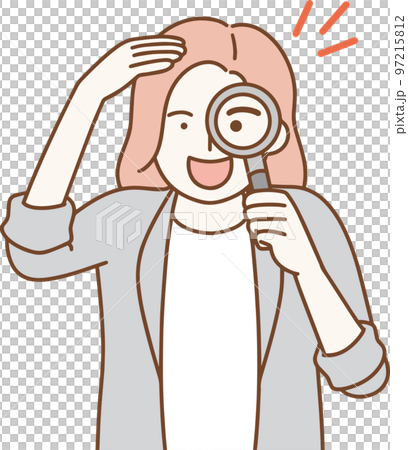 Women with a magnifying glass Economic information Simple illustration 97215812