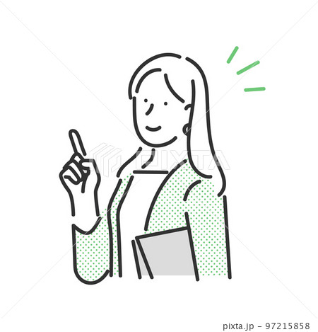 指差しで説明をするビジネスパーソンのイラスト素材 97215858