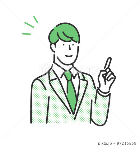 指差しで説明をするビジネスパーソンのイラスト素材 97215859