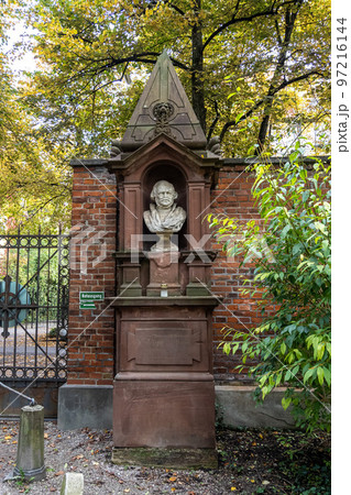 View of famous Old North Cemetery of Munich, Germany with historic gravestones. View of famous Old North Cemetery of Munich, Germany with historic gravestones. 97216144