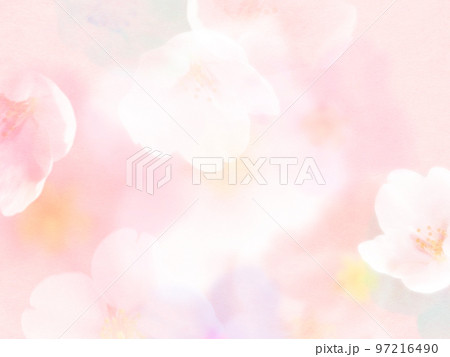 やさしい桜と和紙の素材 やさしい桜と和紙の素材 97216490