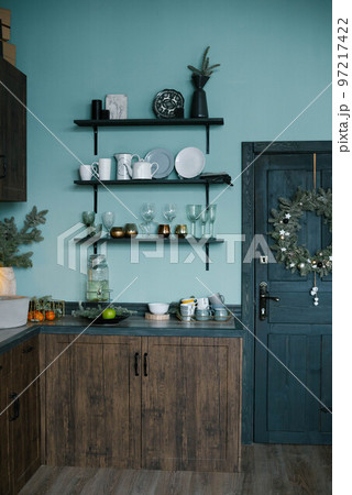 Stylish Scandinavian cuisine, decorated for Christmas and New Year 97217422