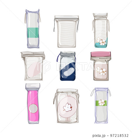 cotton pad set cartoon vector illustration 97218532