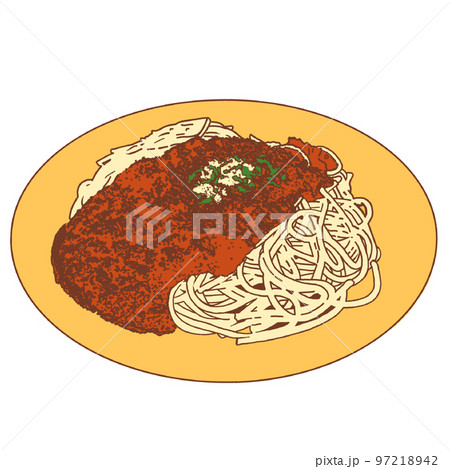 ミートソースのかかったスパゲッティのイラスト画像 ミートソースのかかったスパゲッティのイラスト画像 97218942