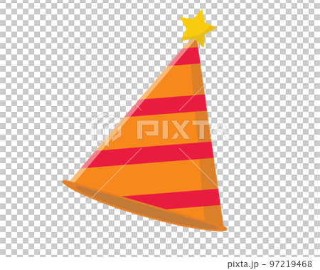 パーティーのとんがり帽子。三角帽子、コーンハット、パーティーハット。	 97219468