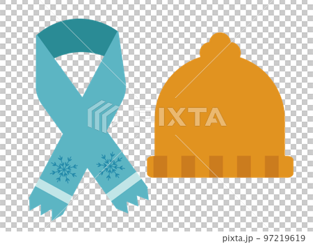 一條圍巾和一頂針織帽。寒冷的天氣措施，保暖的衣服 97219619