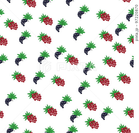 Seamless pattern with red and black currant berries and leaves. Summer food print Seamless pattern with red and black currant berries and leaves. Summer food print 97220870