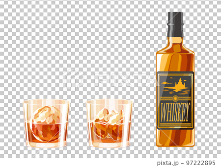 Illustration set of whiskey and rock glass Illustration set of whiskey and rock glass 97222895