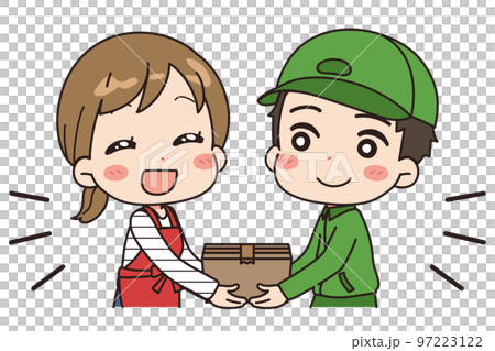 荷物を受け取る女性のイラスト 荷物を受け取る女性のイラスト 97223122