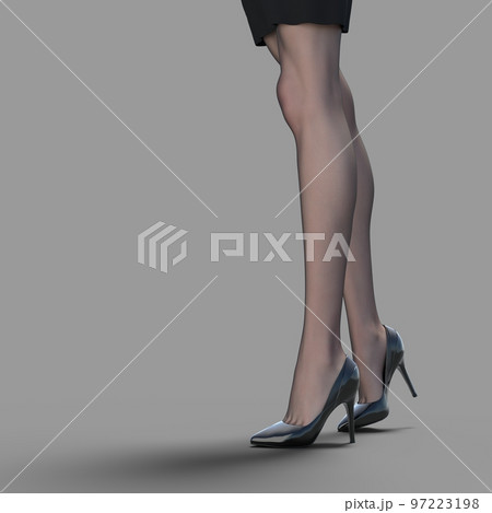 ストッキングを履いた女性の綺麗な足　perming3DCGイラスト素材 97223198