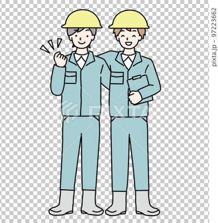 肩を組む仲良し作業員のシンプルイラスト 肩を組む仲良し作業員のシンプルイラスト 97223662