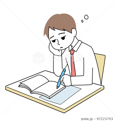 授業中に眠そうな学生 97223743