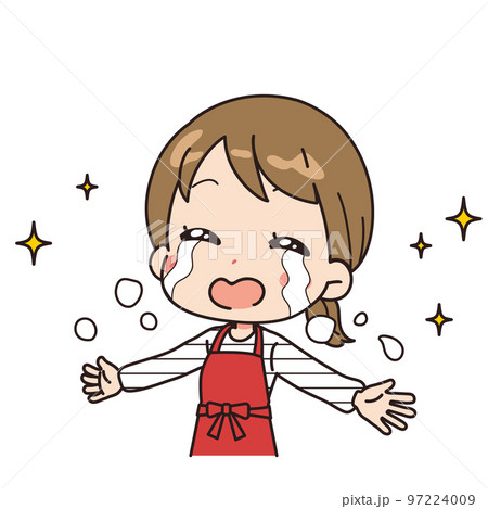 喜びで涙を流す女性のイラスト 97224009
