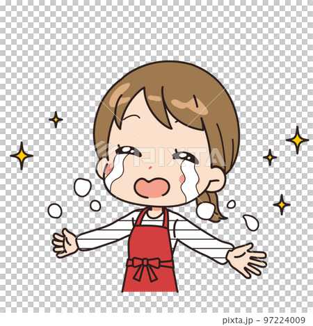 喜びで涙を流す女性のイラスト 97224009