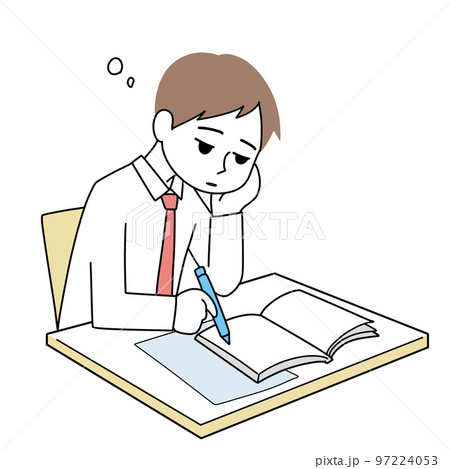 授業中に眠そうな男子学生のイラスト素材 [97224053] - PIXTA