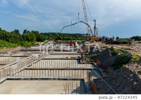 construction site with reinforced concrete structures construction site with reinforced concrete structures 97224395