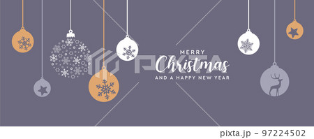 merry christmas card with hanging ball decoration merry christmas card with hanging ball decoration 97224502