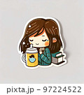 Cute student girl on sticker illustration 97224522