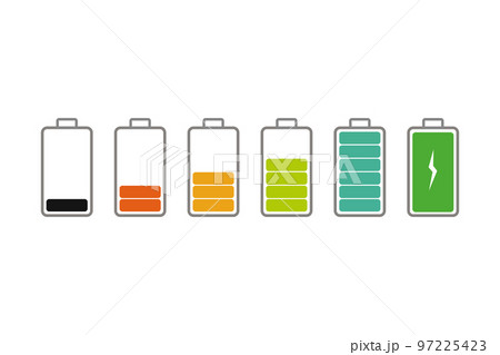 Battery icon set. Full charge symbols. Accumulator or battery indicator Battery icon set. Full charge symbols. Accumulator or battery indicator 97225423