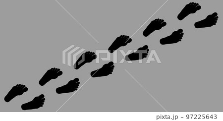 Footpath human footpath. Barefoot prints with...のイラスト素材 [97225643] - PIXTA