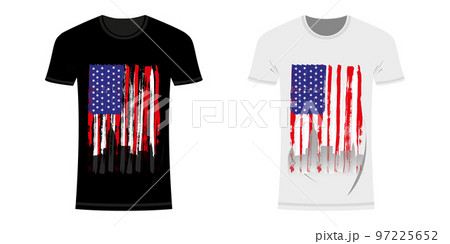 Graphic design t-shirt with flag and city skyline of USA and New York and grunge texture. USA and New York typographic design for t-shirts and clothes. Vintage and authentic t-shirt print 97225652