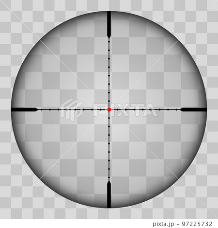 Realistic view of the area of the sniper crossroads with measures. The pattern of the sniper area stands out in a transparent tone. Inspection through the rifle sight. Vector Realistic view of the area of the sniper crossroads with measures. The pattern of the sniper area stands out in a transparent tone. Inspection through the rifle sight. Vector 97225732