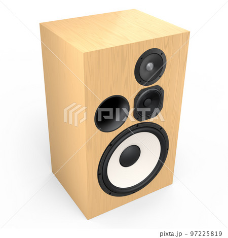 Hi-fi speakers with loudspeakers for sound recording studio on white background. Hi-fi speakers with loudspeakers for sound recording studio on white background. 97225819