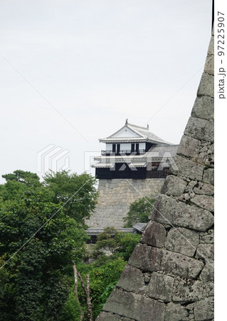 松山市の中心部、勝山（標高132m）にそびえ立つ松山城は、賤ヶ岳の合戦で有名な七本槍の 97225907