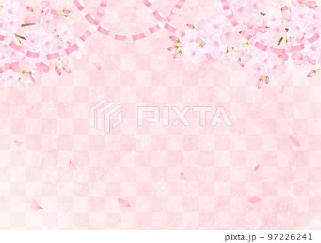 美しい桜ーピンク色ー市松模様ー和紙の壁紙ー折り紙の輪っかー豪華絢爛背景素材フレーム 97226241