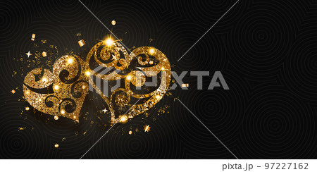 Valentine card with two shiny hearts 97227162