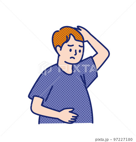 肥満を感じお腹を触る男性 97227180