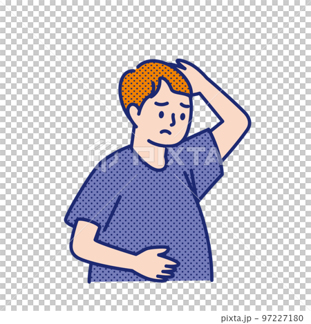 肥満を感じお腹を触る男性 97227180