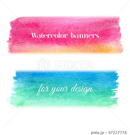 Bright watercolor banners set 97227778