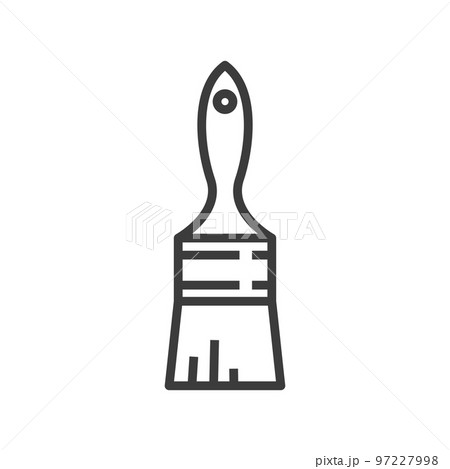 Paint brush isolated painting tool with handle outline icon. Vector house decoration, improvement and renovation instrument, acrylic brush with hair. Paintbrush, decorating and repair tool, ferrule 97227998