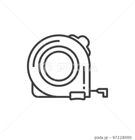 Tape measure instrument isolated outline icon. Vector self-retracting metal tape measure, linear folding ruler. Measurement tool, measuring flexible ruler object. Repair, fixing and construction item 97228000