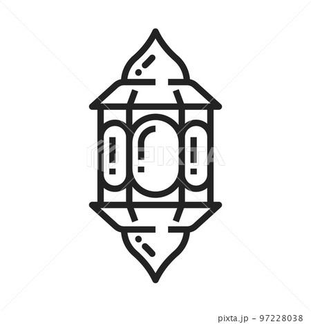 Ornamental arabic lantern isolated Ramadan lamp outline icon. Vector hanging oriental lantern, Diwali and Eid Mubarak holiday decoration. Vintage muslim arabesque lantern, holy fitr decoration Ornamental arabic lantern isolated Ramadan lamp outline icon. Vector hanging oriental lantern, Diwali and Eid Mubarak holiday decoration. Vintage muslim arabesque lantern, holy fitr decoration 97228038